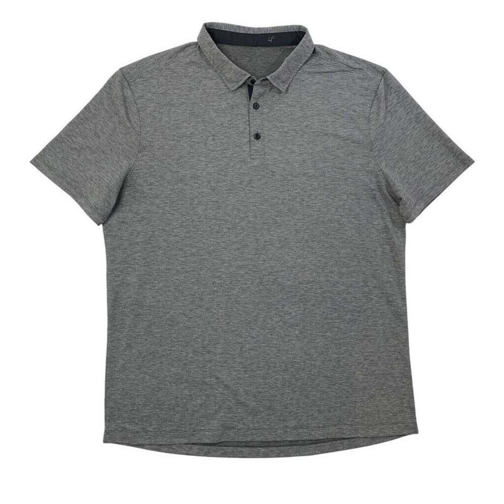 Lululemon Polo Shirt Men XL Grey Heather Evolution Short Sleeve Lightweight Golf